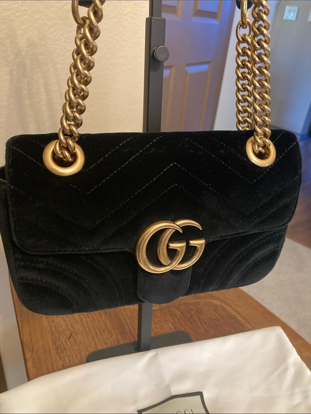 GUCCI GG Marmont Matelasse Velvet Mini Flap Bag
